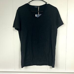 NWT Aiopeson Premium Goods Black V-Neck T-shirt Size Small